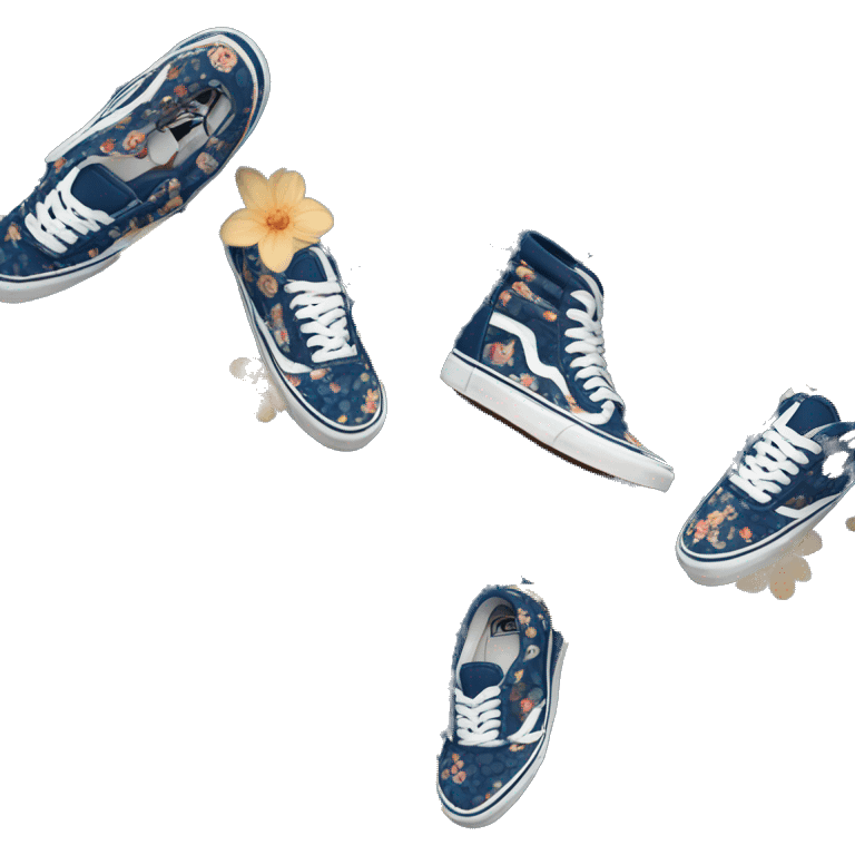 navy blue Vans shoes with flower pattern emoji