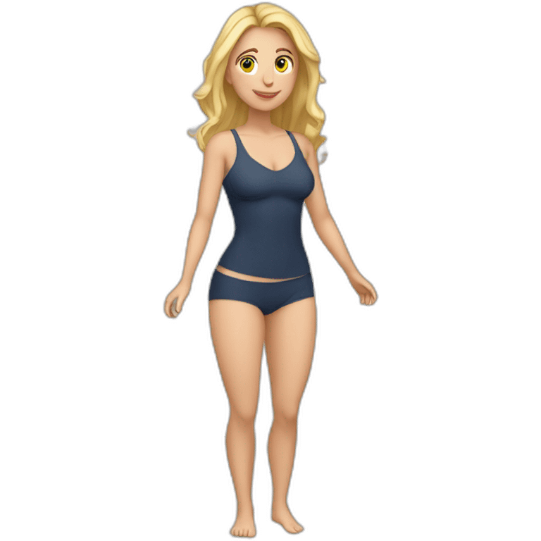 fit Caucasian woman small panties hands-in-hair pose (full body) emoji