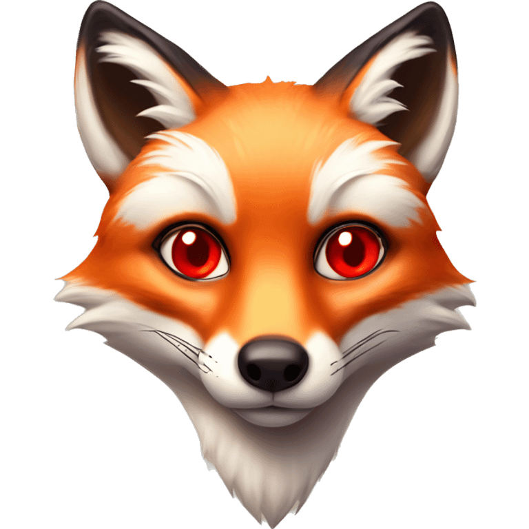 deep lush red fox face with tiny red heart in eyes emoji