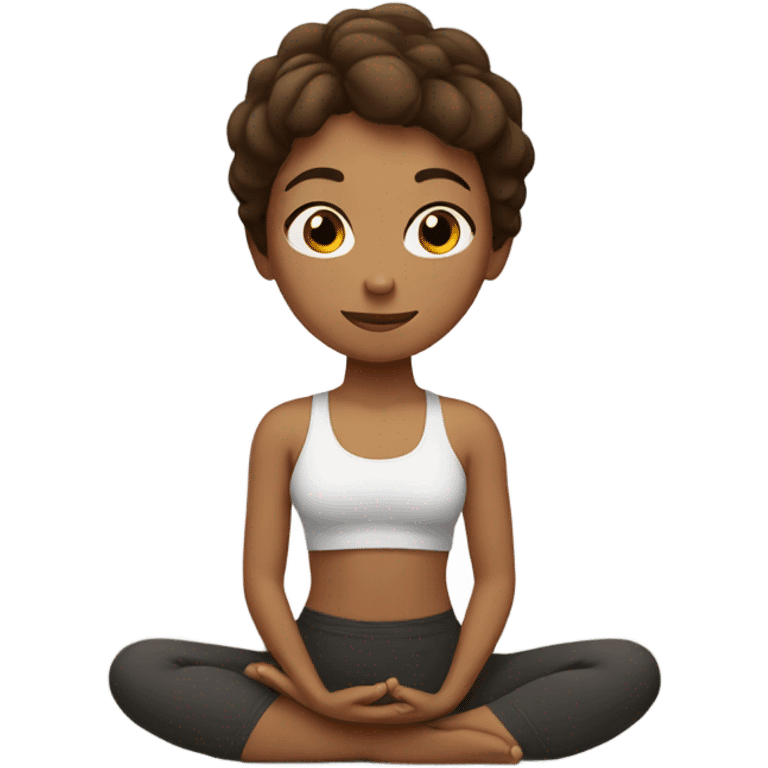 Girl with short hair brown in yoga  emoji