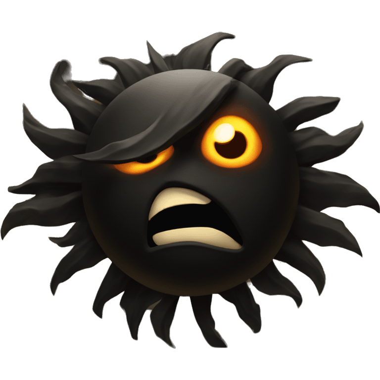 Black sun very angry face emoji