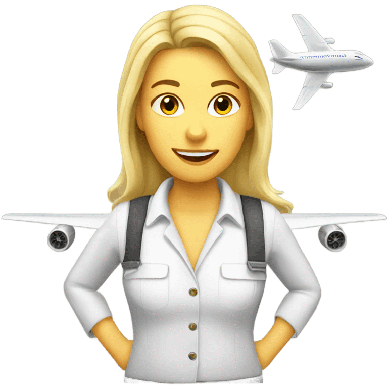 white woman farmer flying airplane emoji