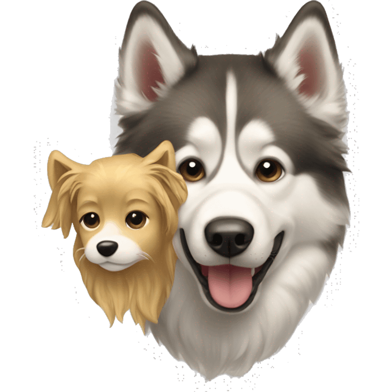 Huskie on top of a golden retriever emoji