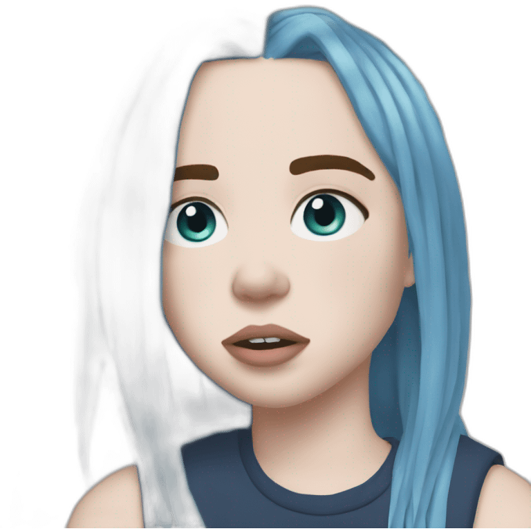 Billie eilish 2017 cheveux bleu emoji