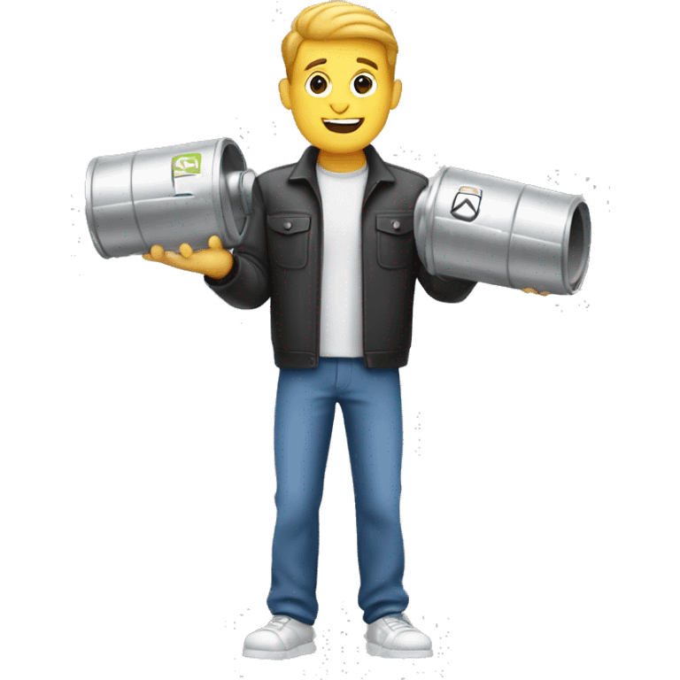 A guy holding catalytic converter  emoji