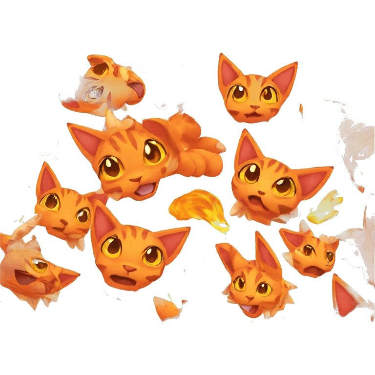 Red orange yellow Fire type lynx-Pokémon emoji