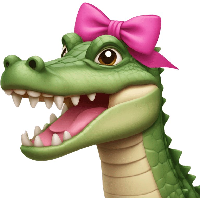 crocodile with pink bow on head  emoji