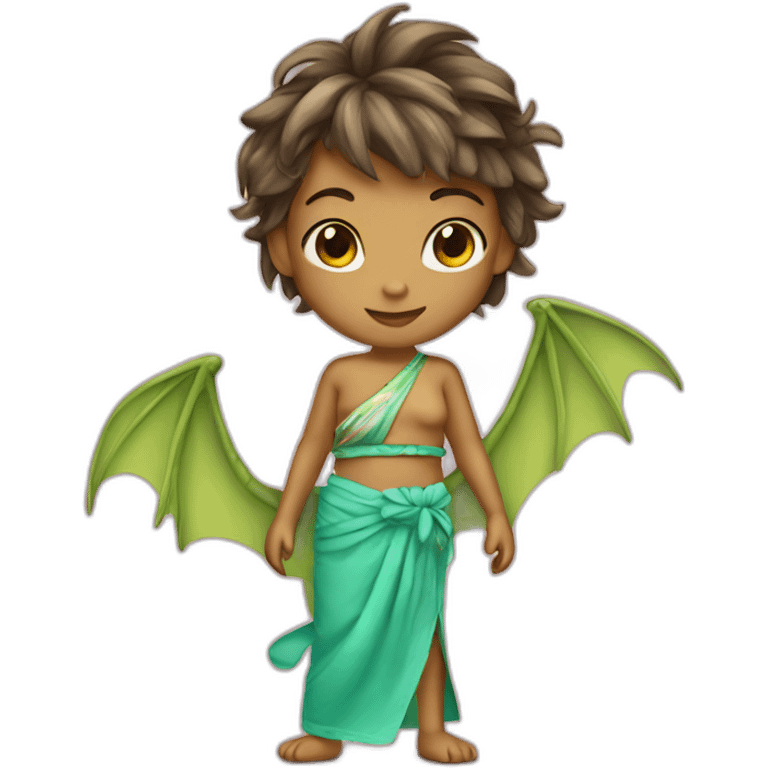 Girly Dragon in sarong emoji