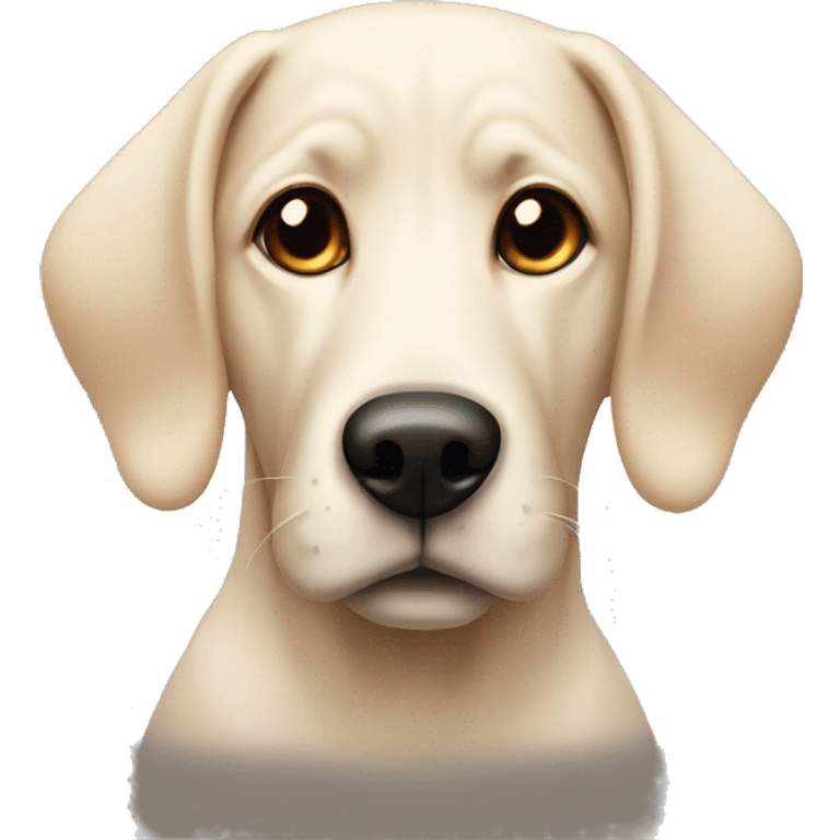 A lab dog with floppy ears and black on his ears and snout emoji