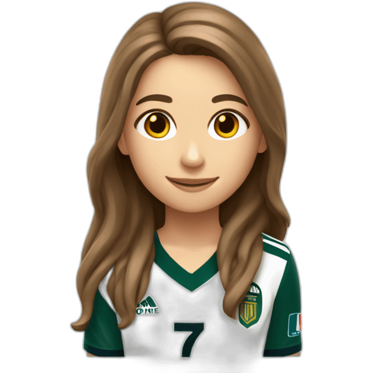 Caucasian girl with long Brown hair doing cr7 celebration full body emoji