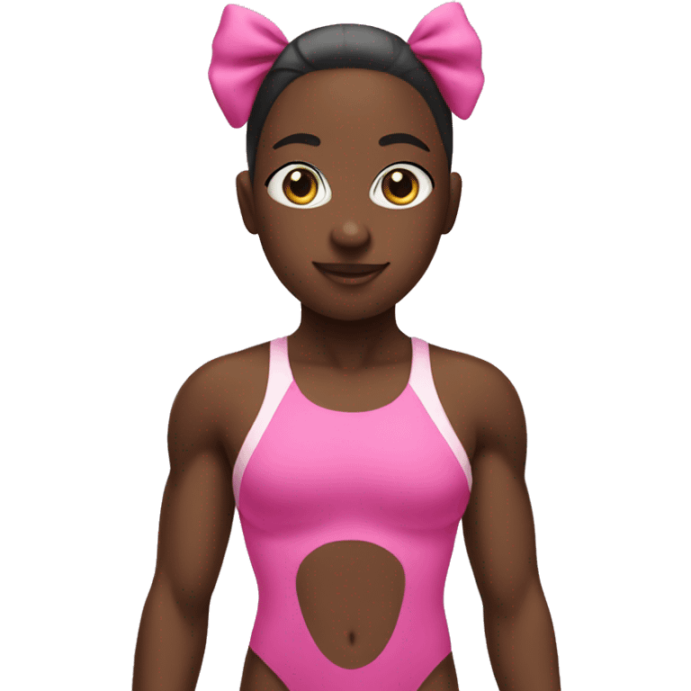 black swimmer with pink swimsuit and bow  emoji