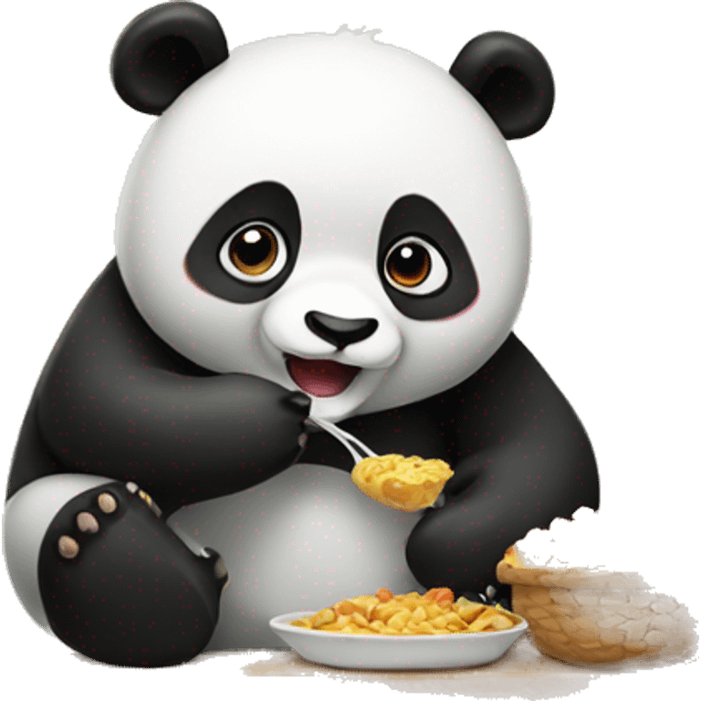 Panda eating a lots of food emoji