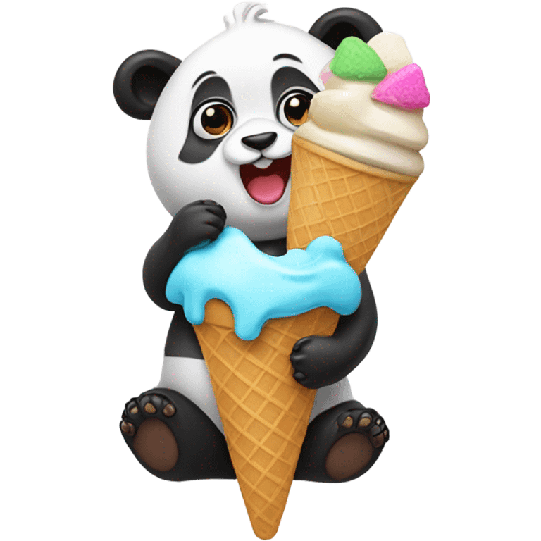 Panda eating ice cream emoji