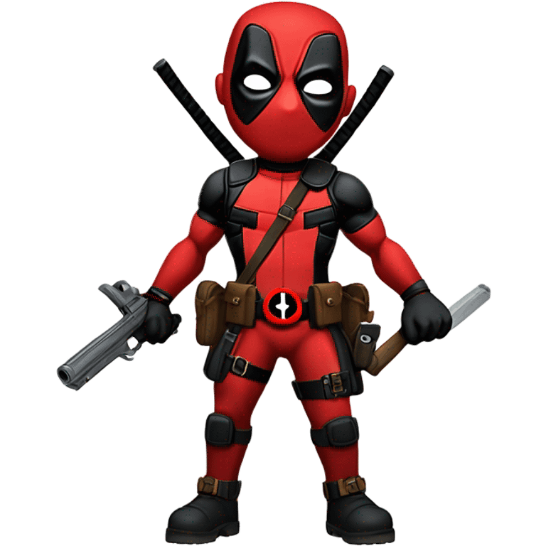 Deadpool red and black suit swords and guns emoji