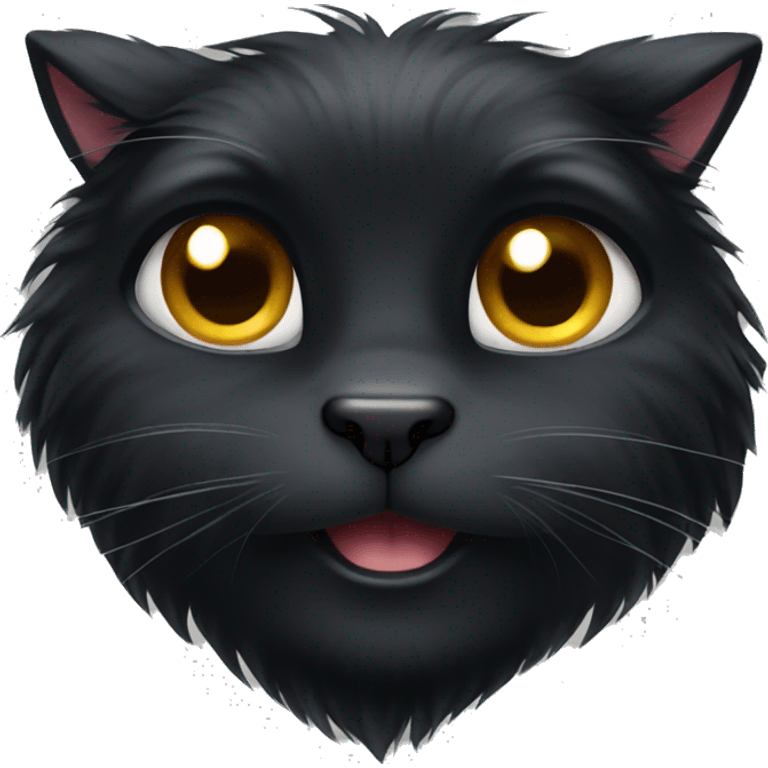 Long fur black cat emoji