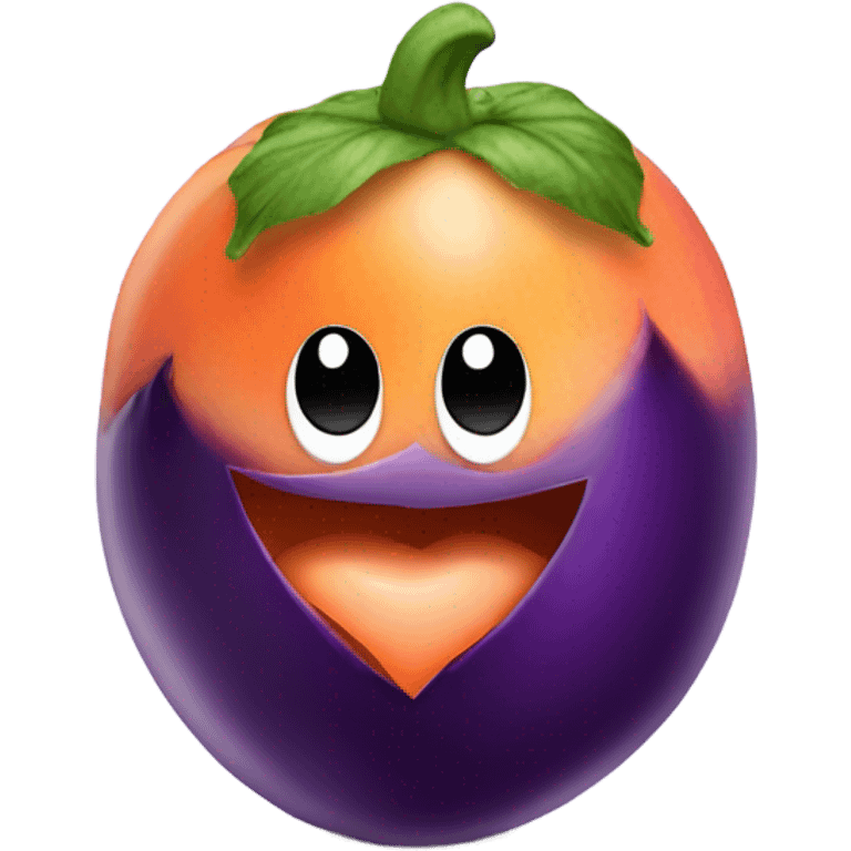 eggplant inside of a peach emoji