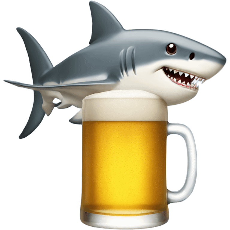 Shark with beer emoji