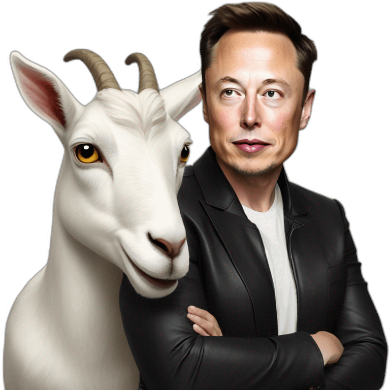 Elon musk on a goat emoji