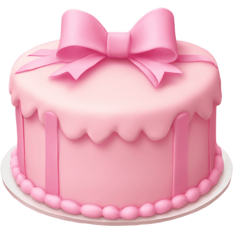 pastel pink cake with small ribbon bows in heart shape emoji