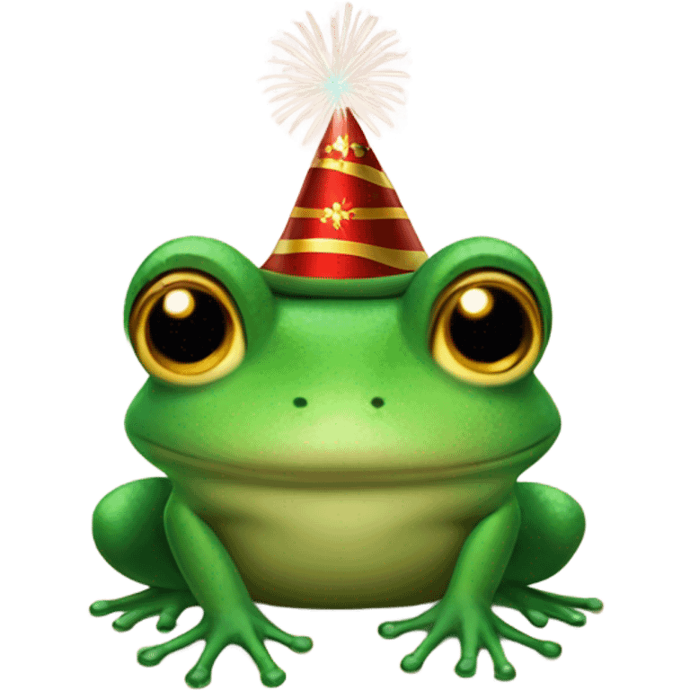 Frog wearing happy new year hat emoji