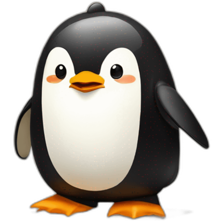 penguin with face wearing samurai helmet with big horns emoji