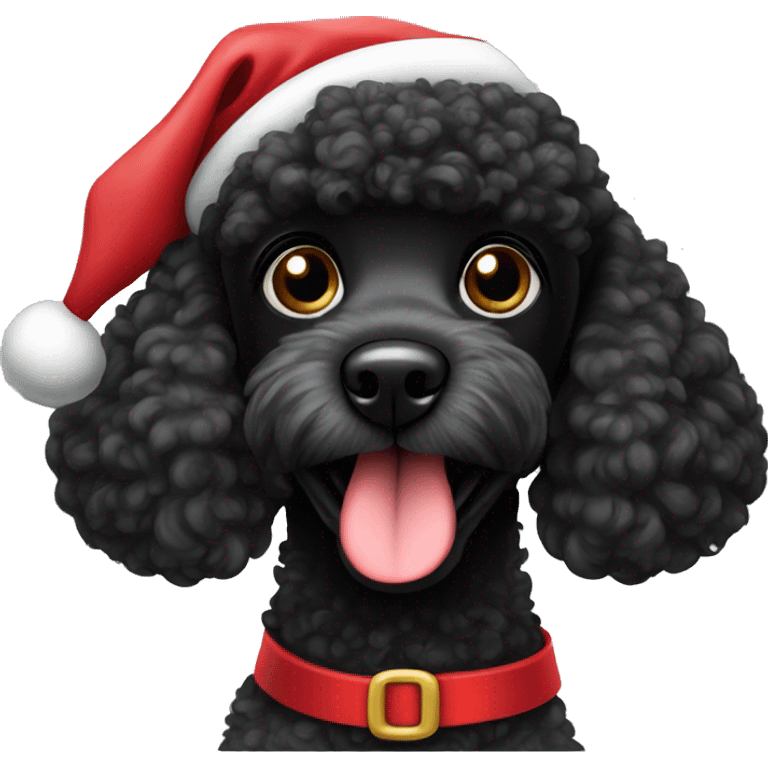 Black poodle dog with Santa hat emoji