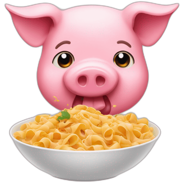 Pig eating pink sauce pasta emoji