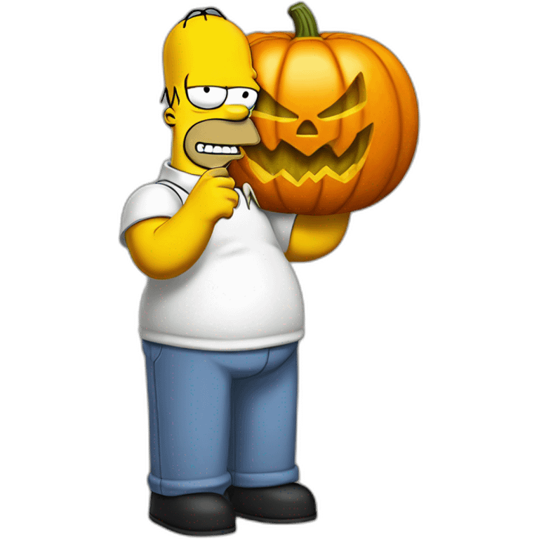 Homer Simpson with pumpkin head emoji