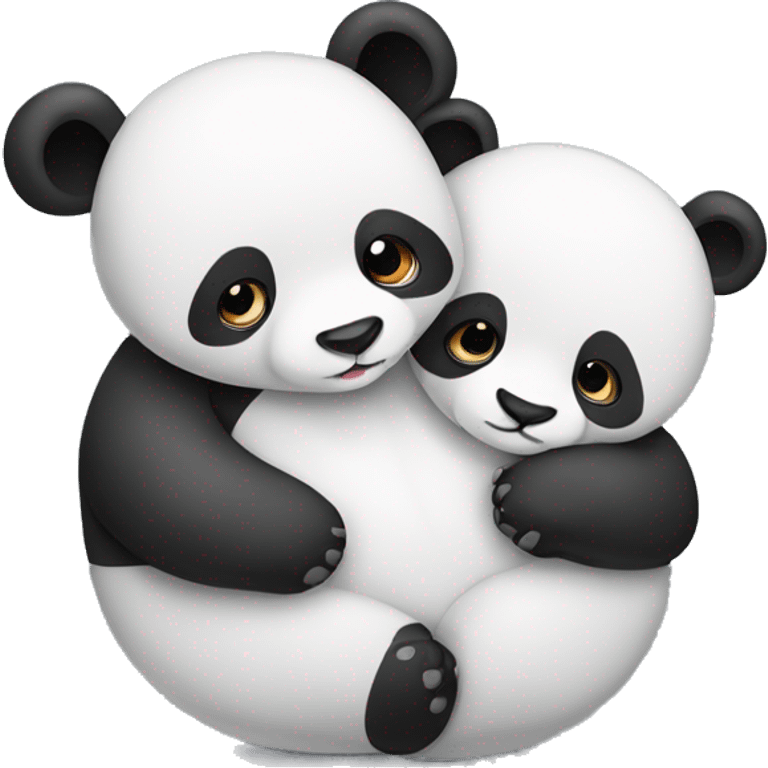 Two panda bears hugging each other emoji