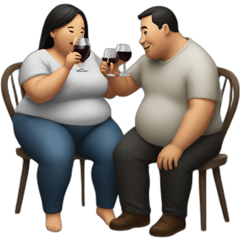 overweight couple drinking wine emoji