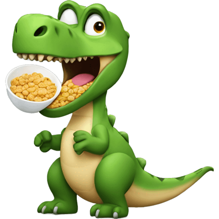 Dinosaur eating cereal emoji