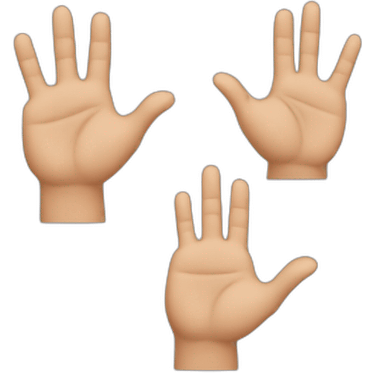 An emoji with two separate hands open as if pointing out two options emoji