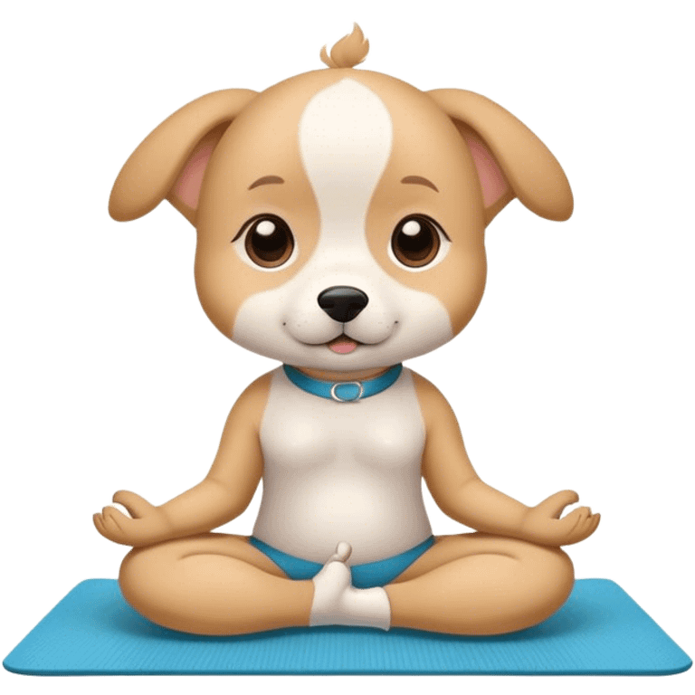 puppy yoga - cute puppy on a yoga mat doing yoga  emoji