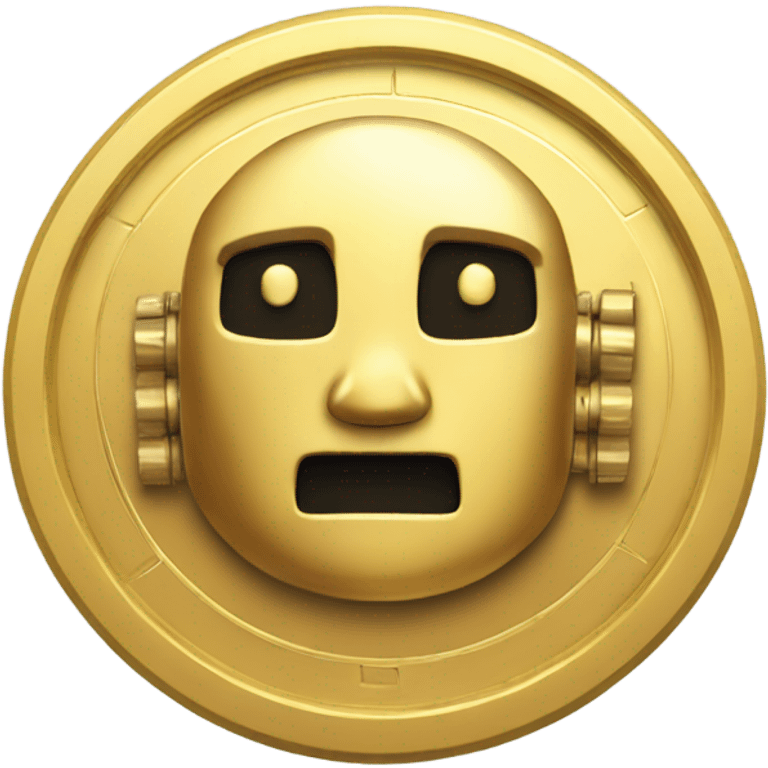 golden coin with robot design emoji