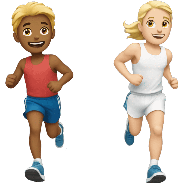 two white friends running together emoji