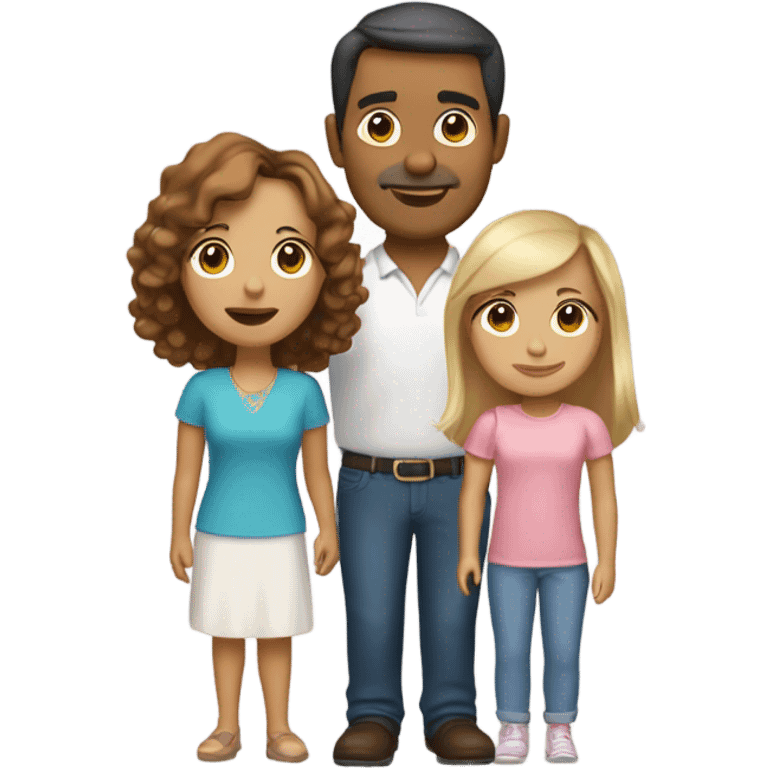 Puerto rican beard short brown hair  husband with blond long hair wife and brown long hair daughter Family  emoji