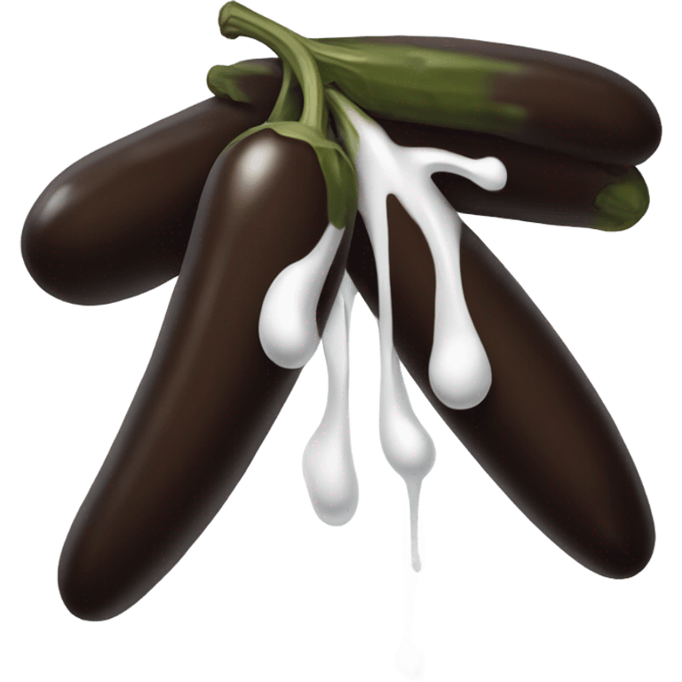 Dark brown long pickle with white paint dripping emoji