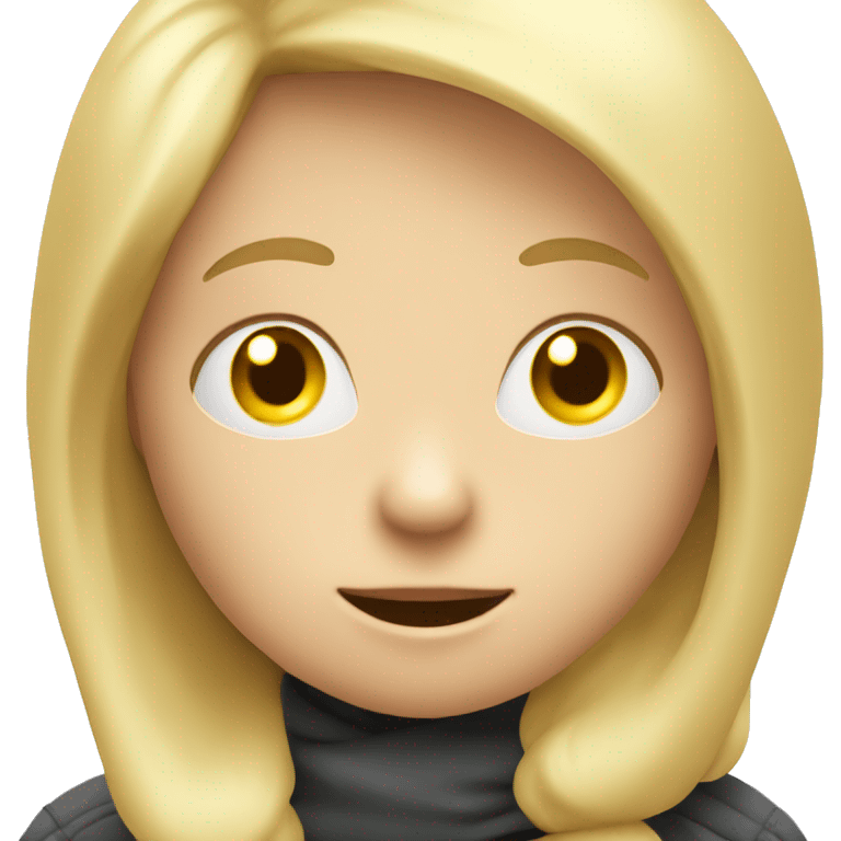 talking blond child with two speech bubbles near emoji