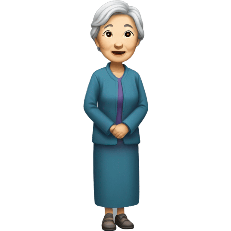 old asian lady standing upfront emoji