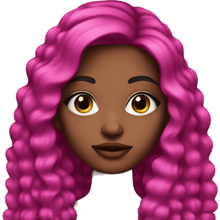 Pretty girl with dark eye makeup and long, magenta pink, thick hair emoji