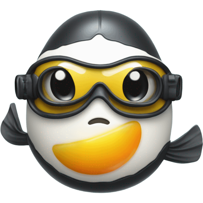 Fried egg dressed as scuba diver very cute emoji