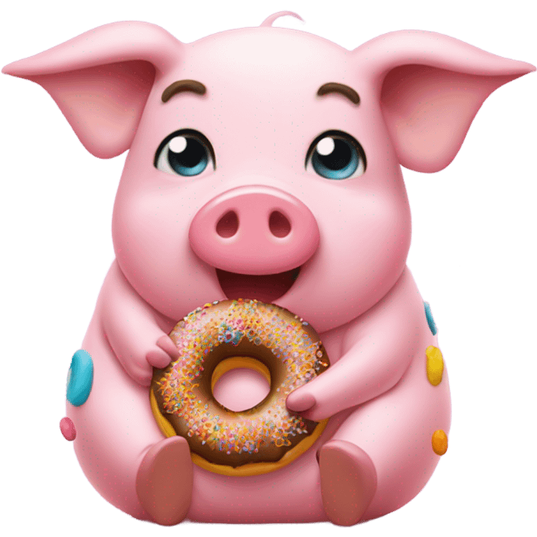 Pig eating donuts  emoji