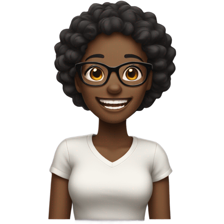 black girl with glasses laughing emoji