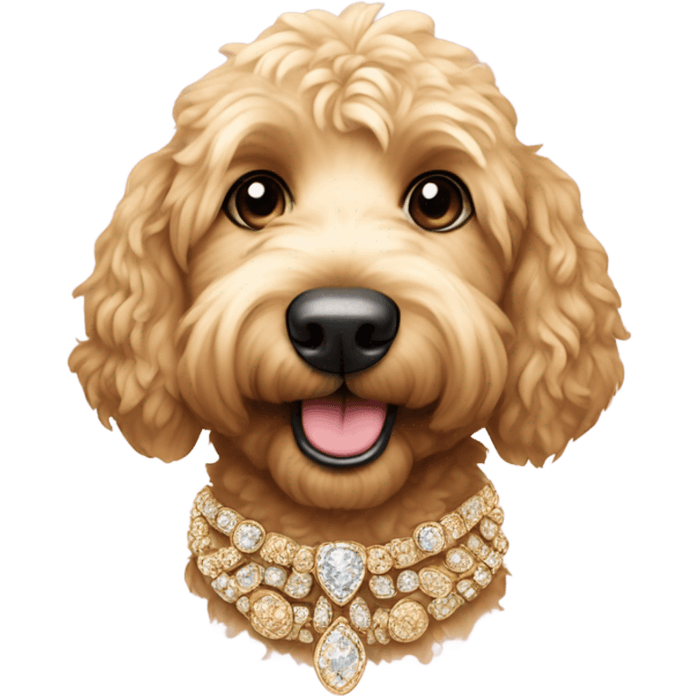 golden doodle wearing bling emoji