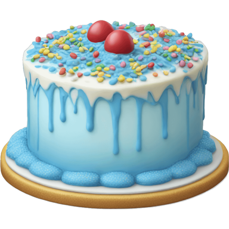 Realistic Blue icing vanilla cake with sprinkles  emoji