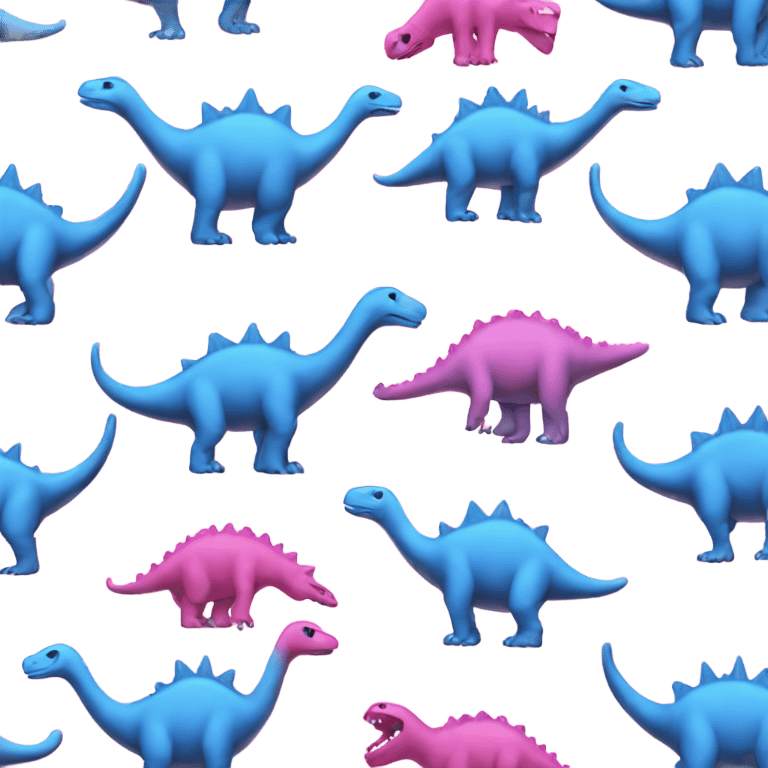 A Blue dinosaur kissing a pink dinosaur  emoji