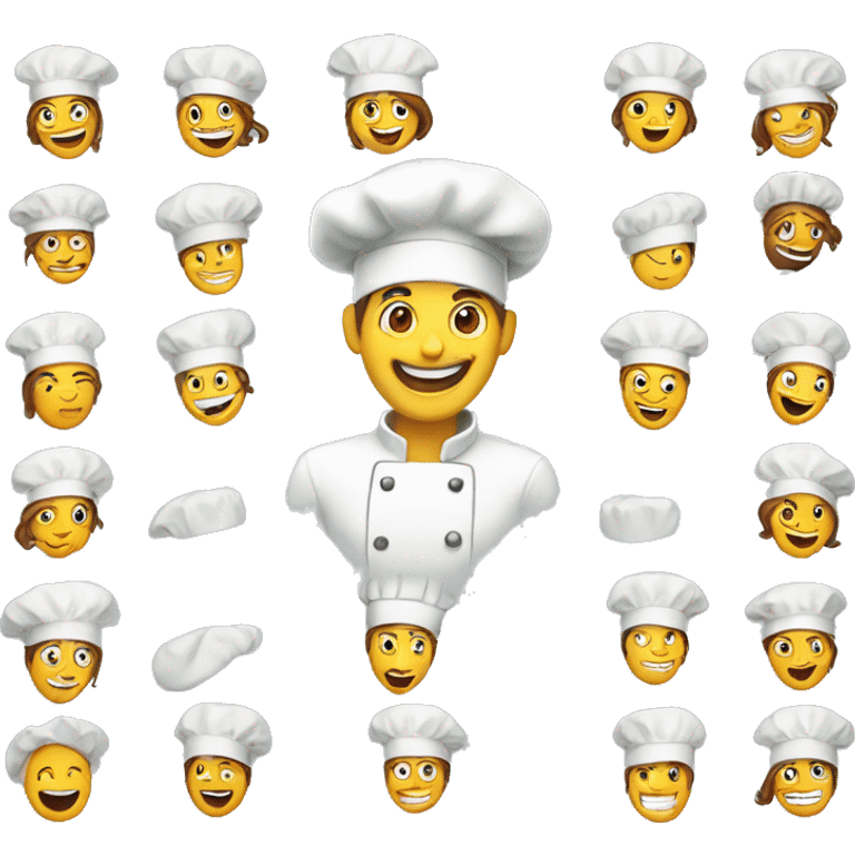 cheerful bakers in chef hats emoji