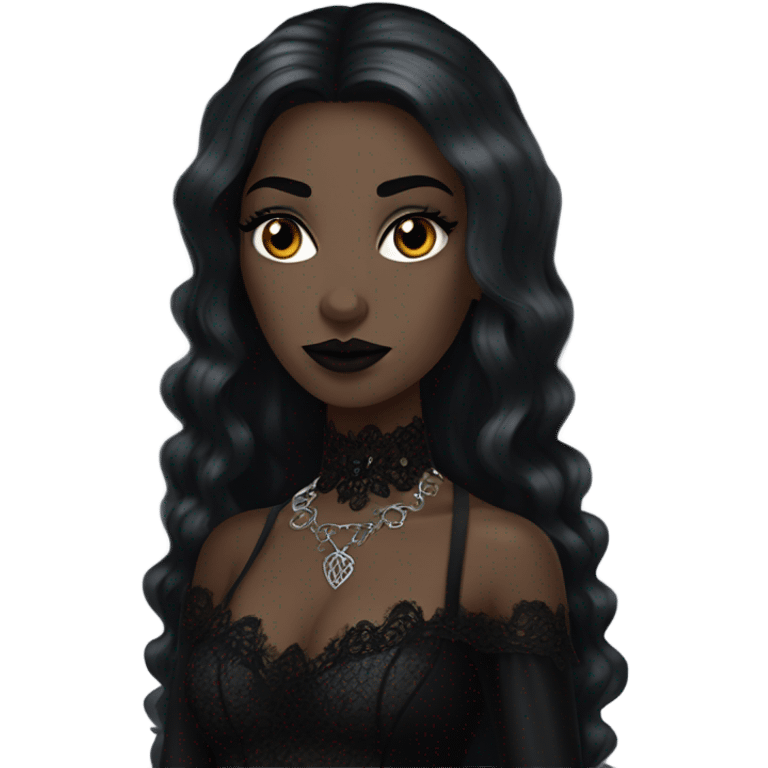 Gothic woman brown skin emoji