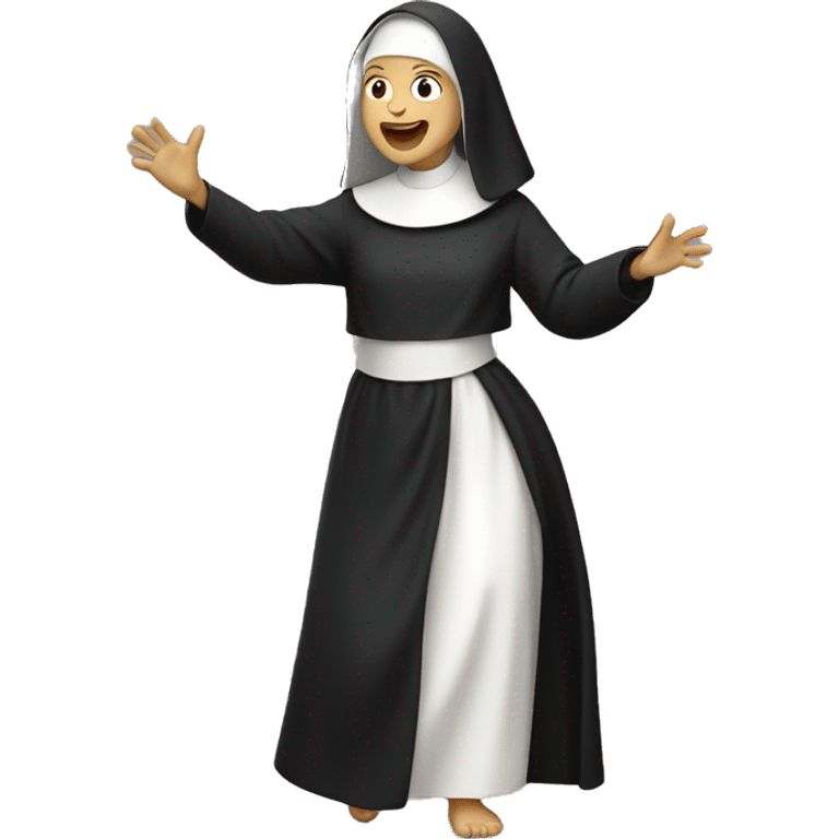 white Nun wearing black clothes dancing  emoji