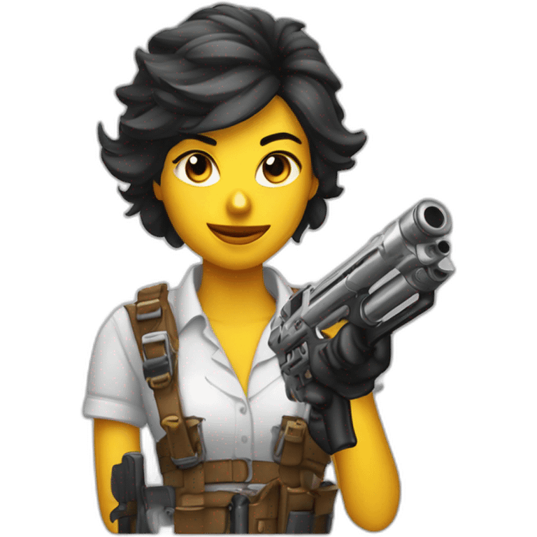 Chica morocha con tufting gun emoji